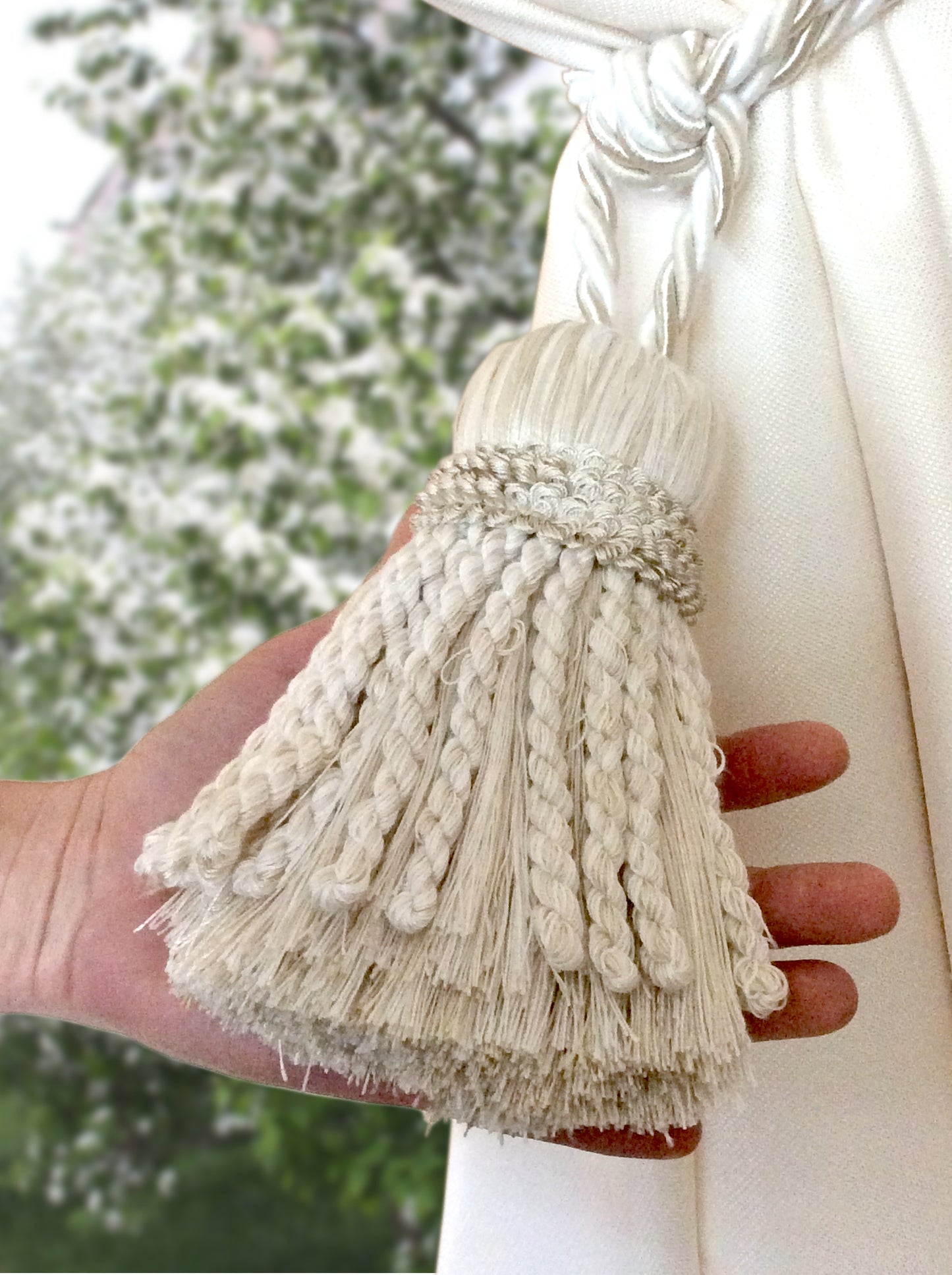 Embrasse per Tende con Nappa Grande 16cm - Bianco e Avorio | Made in Firenze