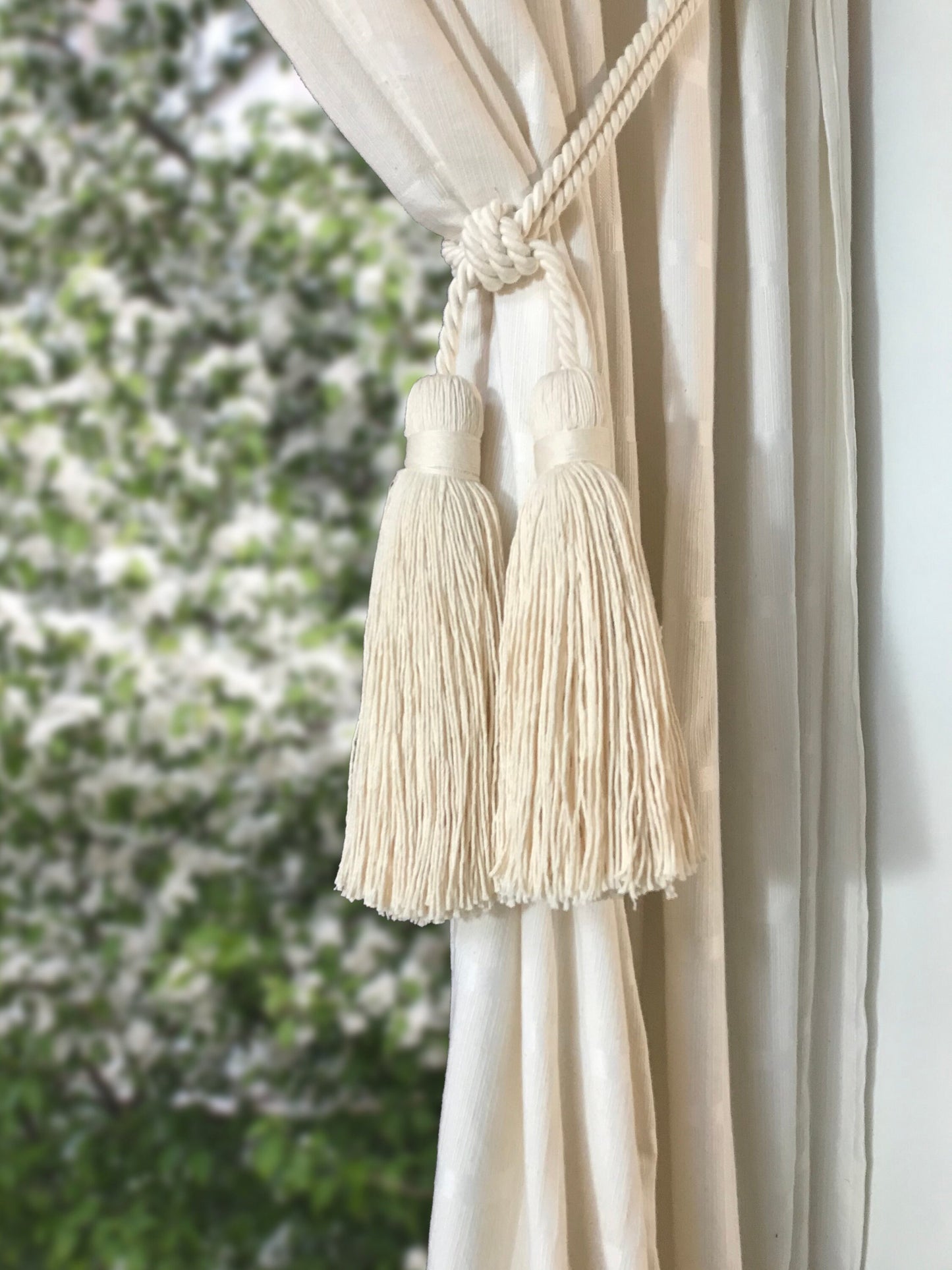 Stupenda grande embrasse doppia in cotone decorazione per tende tendaggi drappeggio drappo made in italy