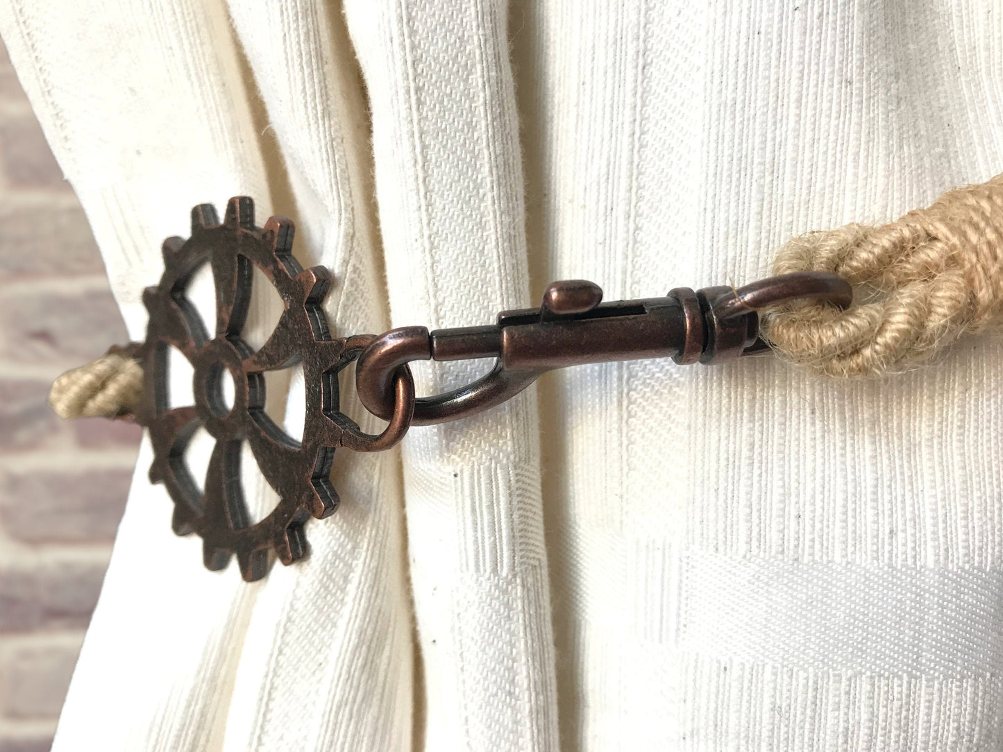 Bracciale per tende allestimenti in stile industrial, in cotone e juta BEIGE ecologico. Allestimenti per loft ed open space. Made in Italy.