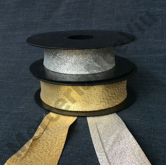 Nastro sbieco lamè oro argento 2,5 cm