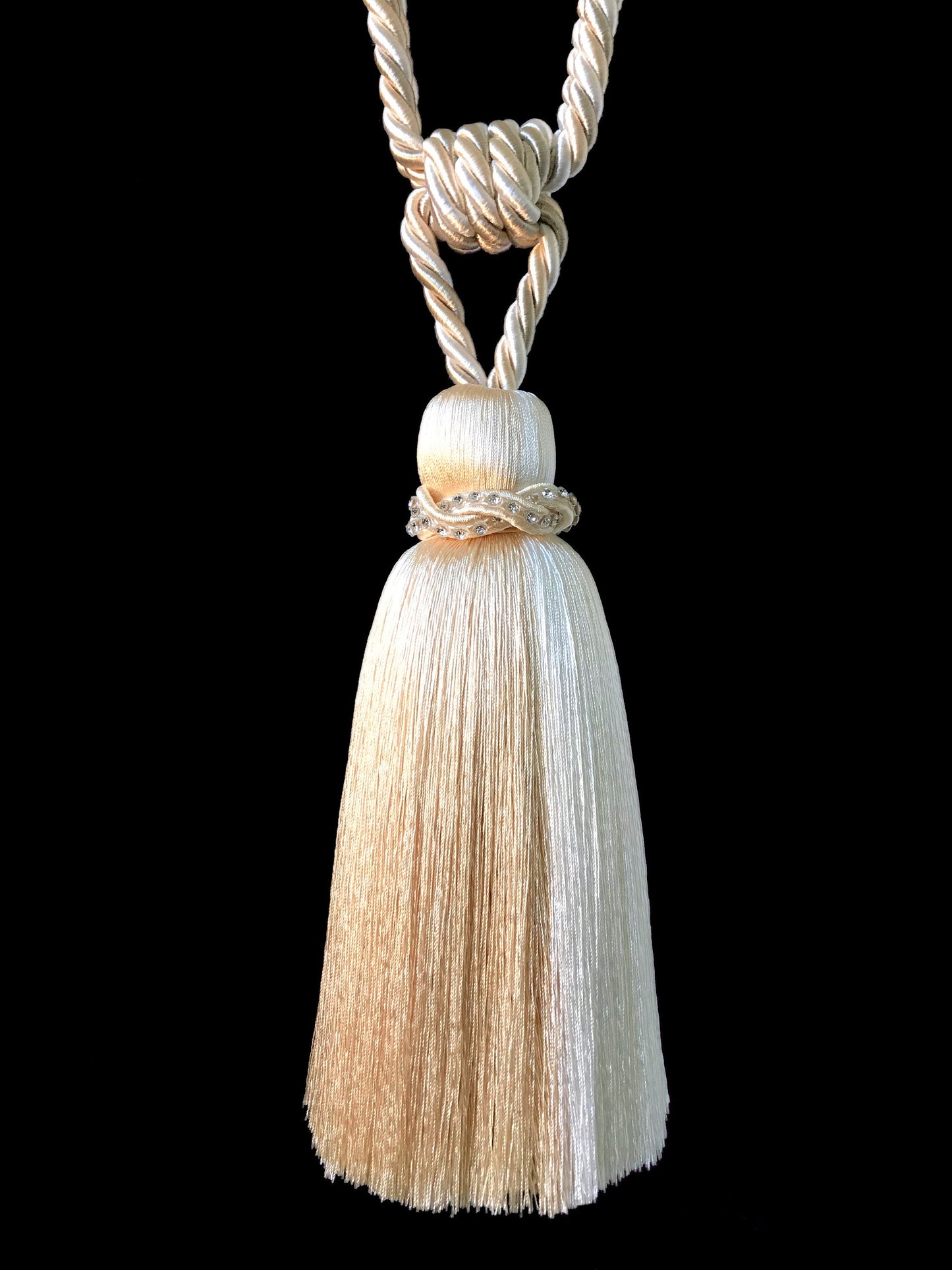 1 Large luxury curtain tieback, large three-color tassel decorated with rhinestones, stunning curtain accessory.