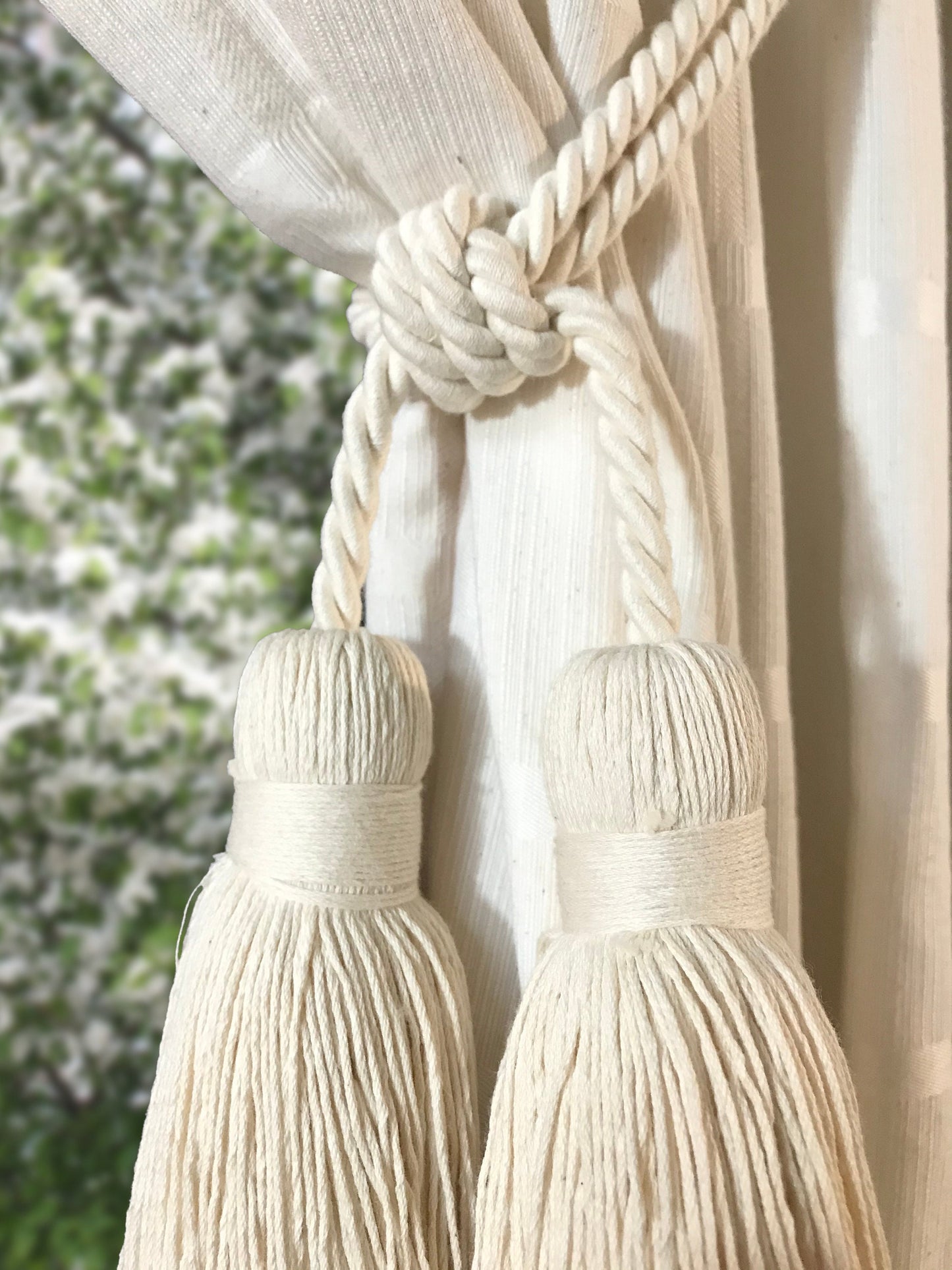 Stupenda grande embrasse doppia in cotone decorazione per tende tendaggi drappeggio drappo made in italy