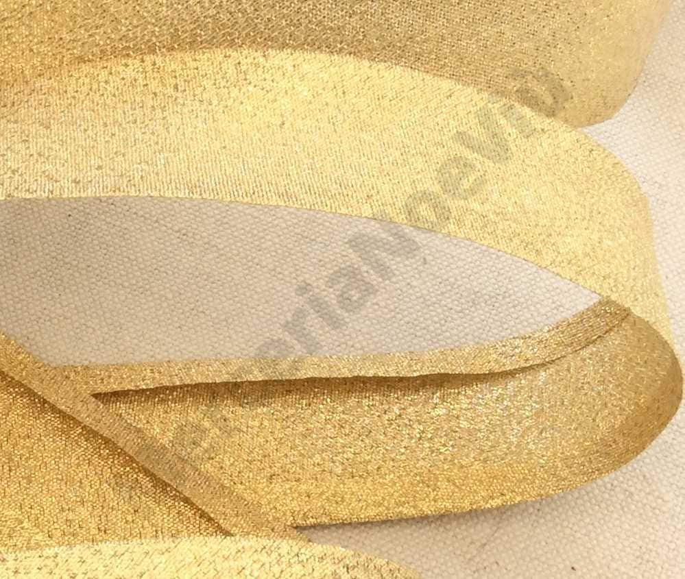 Nastro sbieco lamè oro argento 2,5 cm