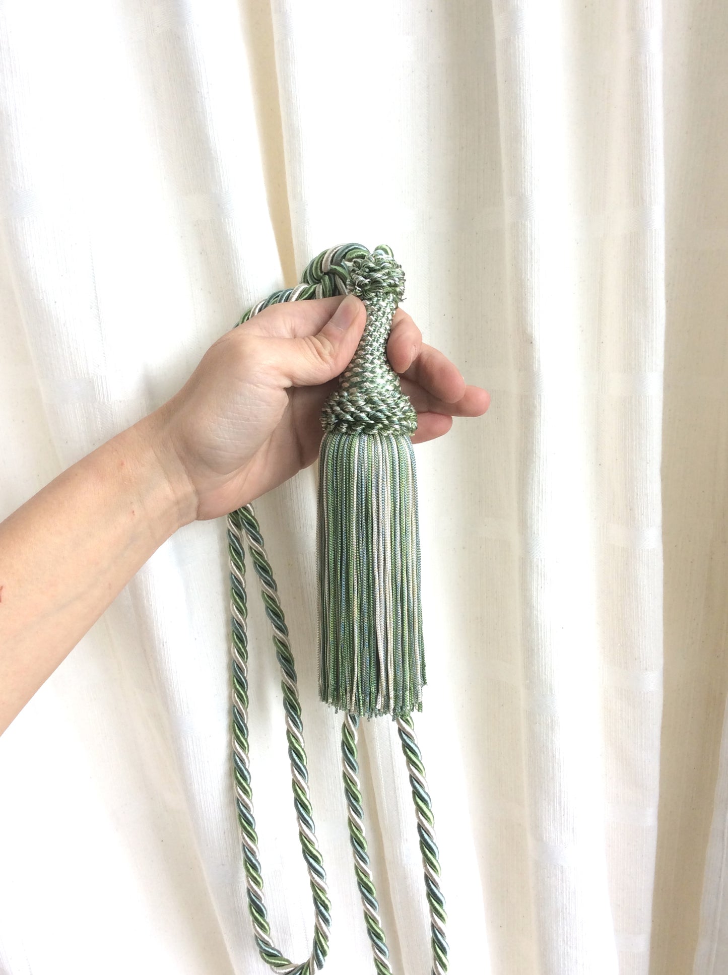 Embrasse per Tende con Nappa Grande 20cm - Verde Bianco Avorio | Made in Firenze
