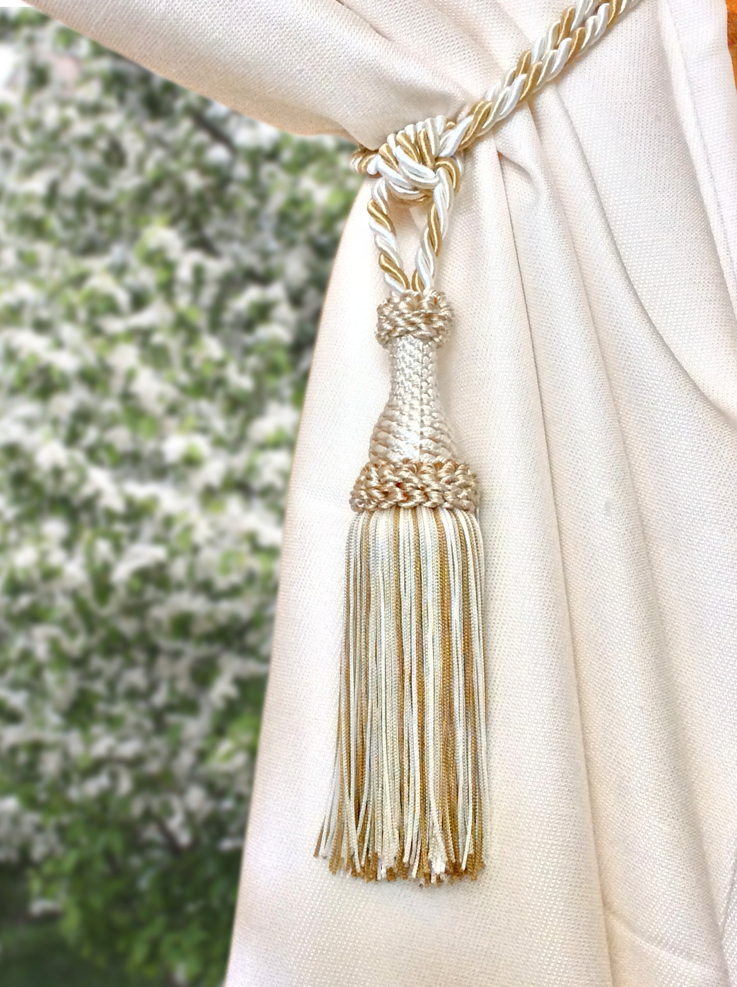 Embrasse per Tende con Nappa Grande 20cm - Oro e avorio | Made in Firenze