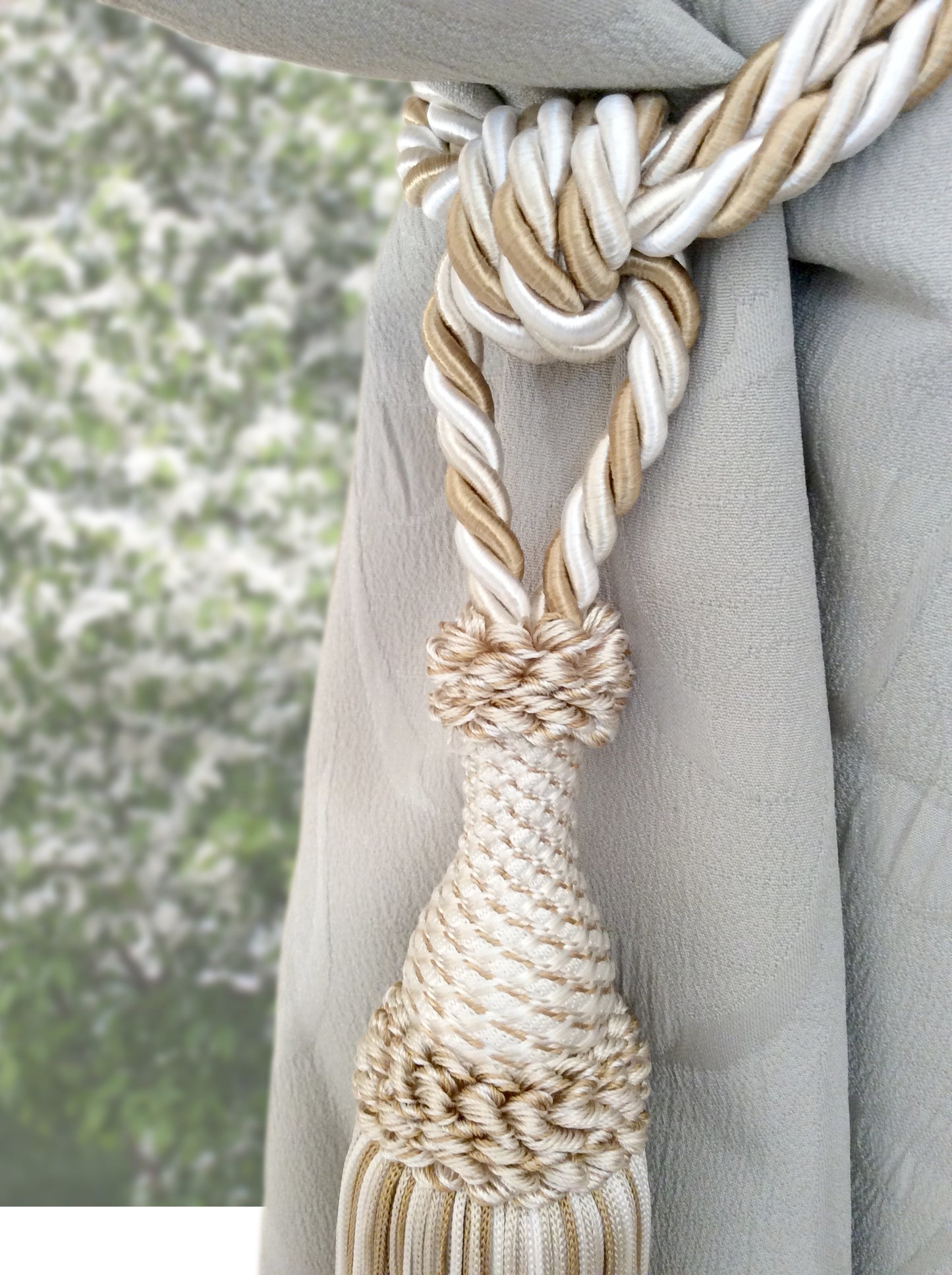Embrasse per Tende con Nappa Grande 20cm - Oro e avorio | Made in Firenze