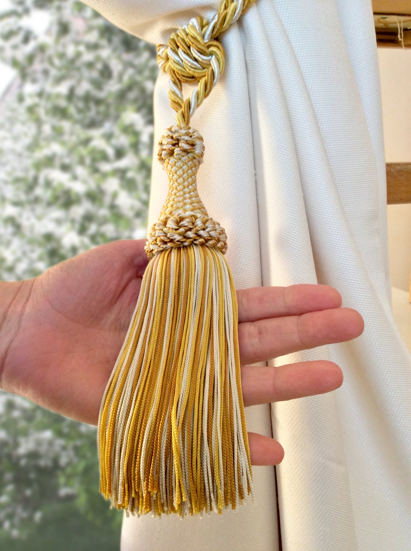 Embrasse per Tende con Nappa Grande 20cm - Oro, giallo e avorio | Made in Firenze (Copy)