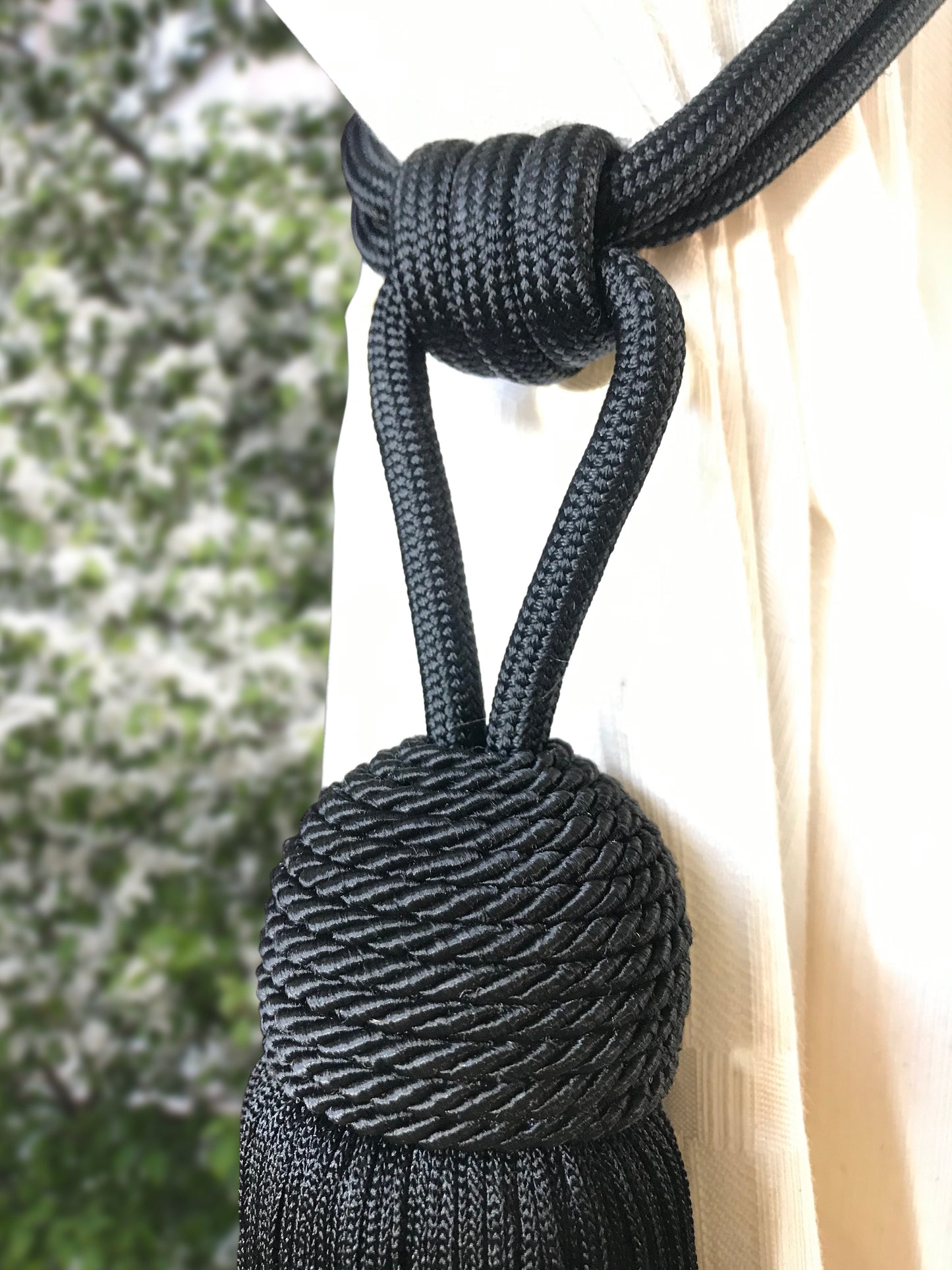 Embrasse per Tende con Nappa Grande 23cm - Nero | Made in Firenze