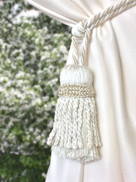 Embrasse per Tende con Nappa Grande 16cm - Bianco e Avorio | Made in Firenze