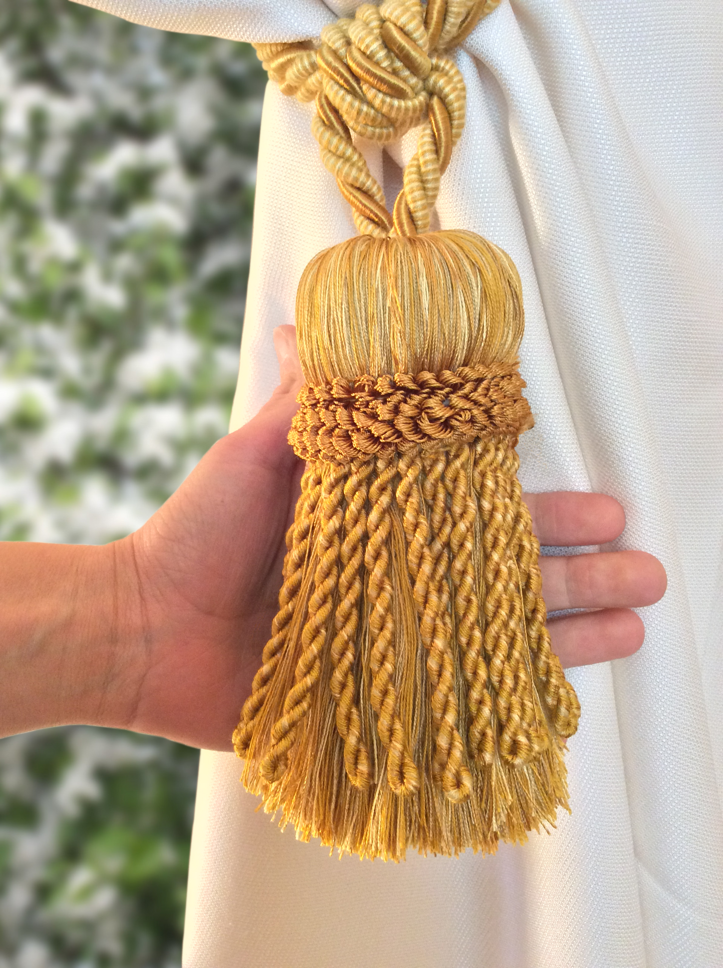 Embrasse per Tende con Nappa Grande 16cm - Giallo Oro | Made in Firenze