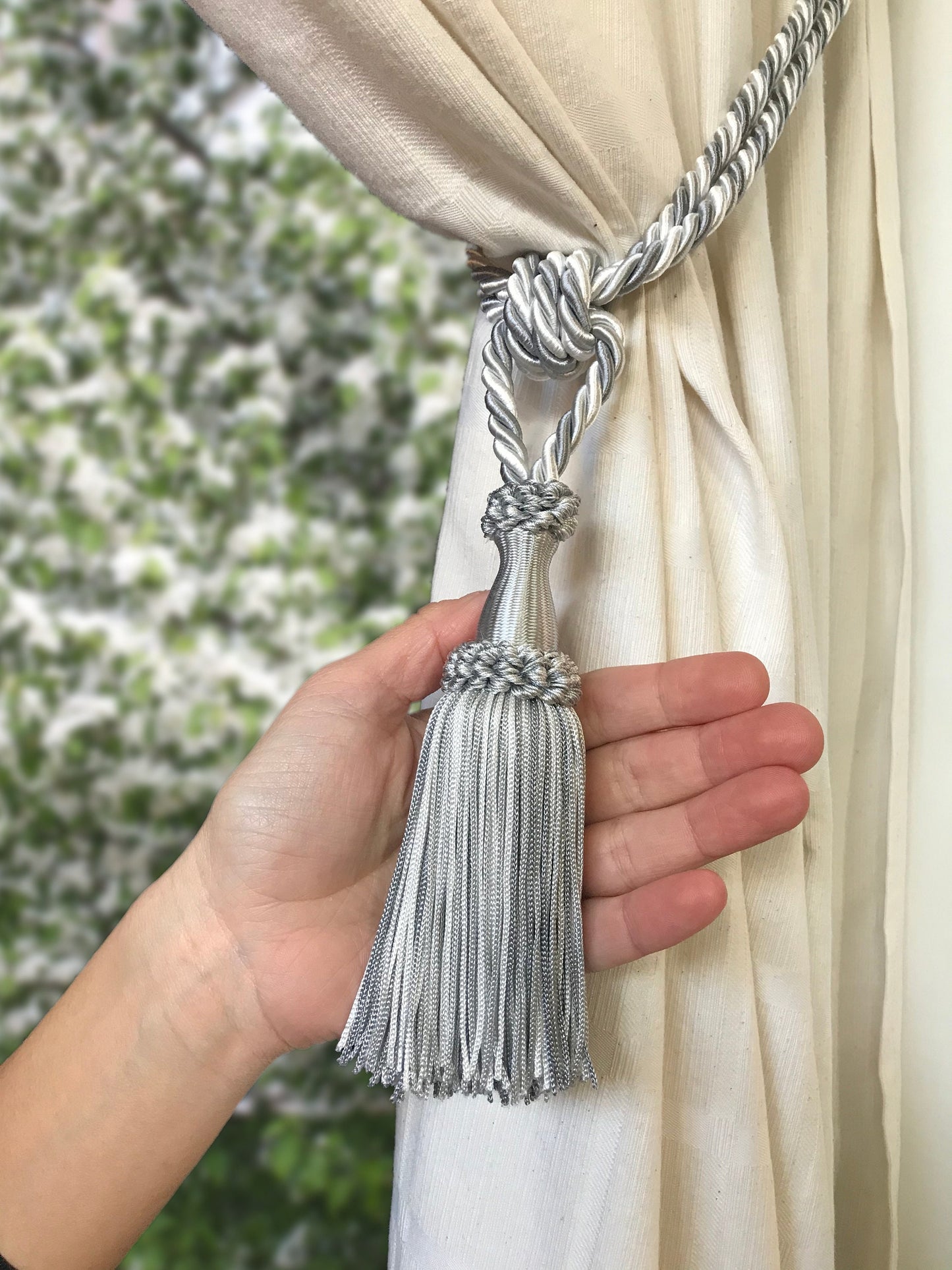Embrasse per Tende con Nappa 15cm - Grigio e Bianco | Made in Firenze