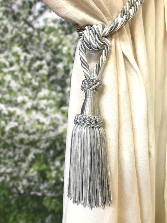 Embrasse per Tende con Nappa 15cm - Grigio e Bianco | Made in Firenze