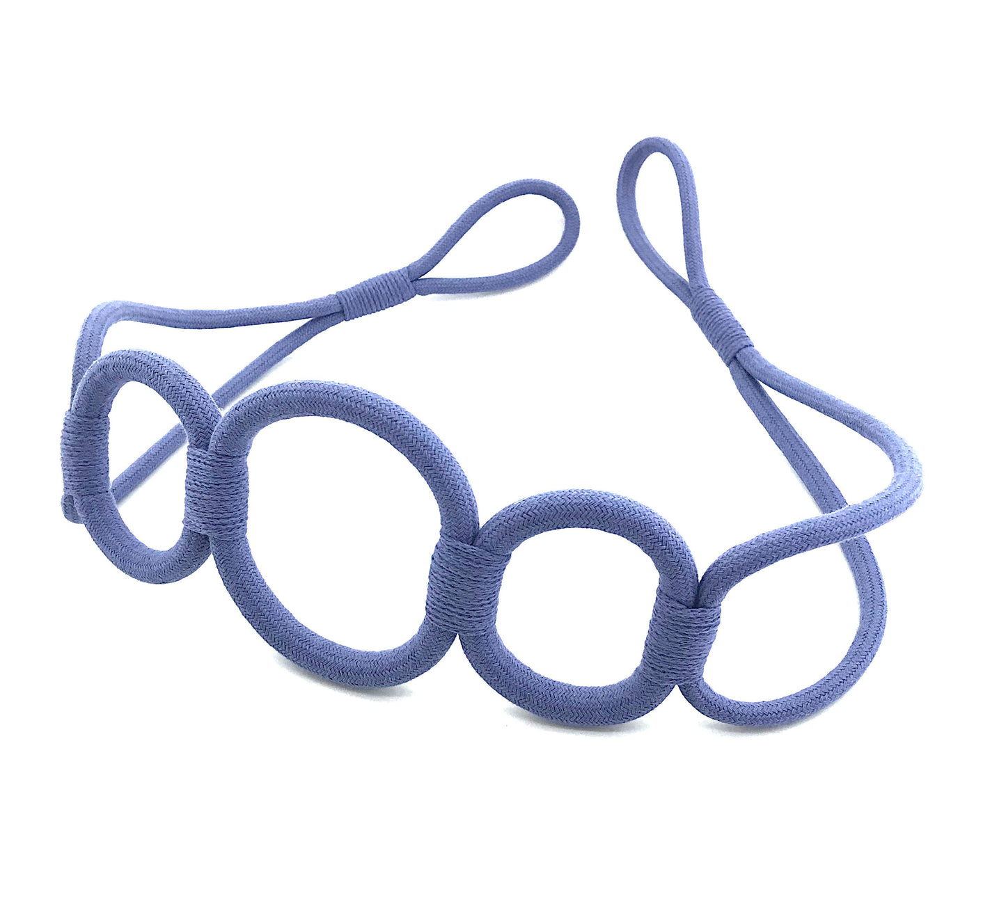 Bracciale blu chiaro a tre anelli, elegante decorazione per tende tendaggi drappeggio drappo made in italy