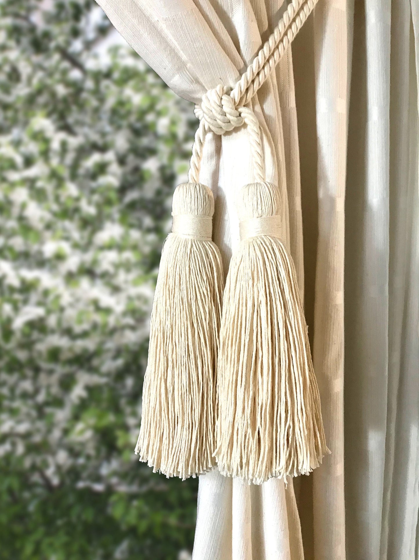 Stupenda grande embrasse doppia in cotone decorazione per tende tendaggi drappeggio drappo made in italy