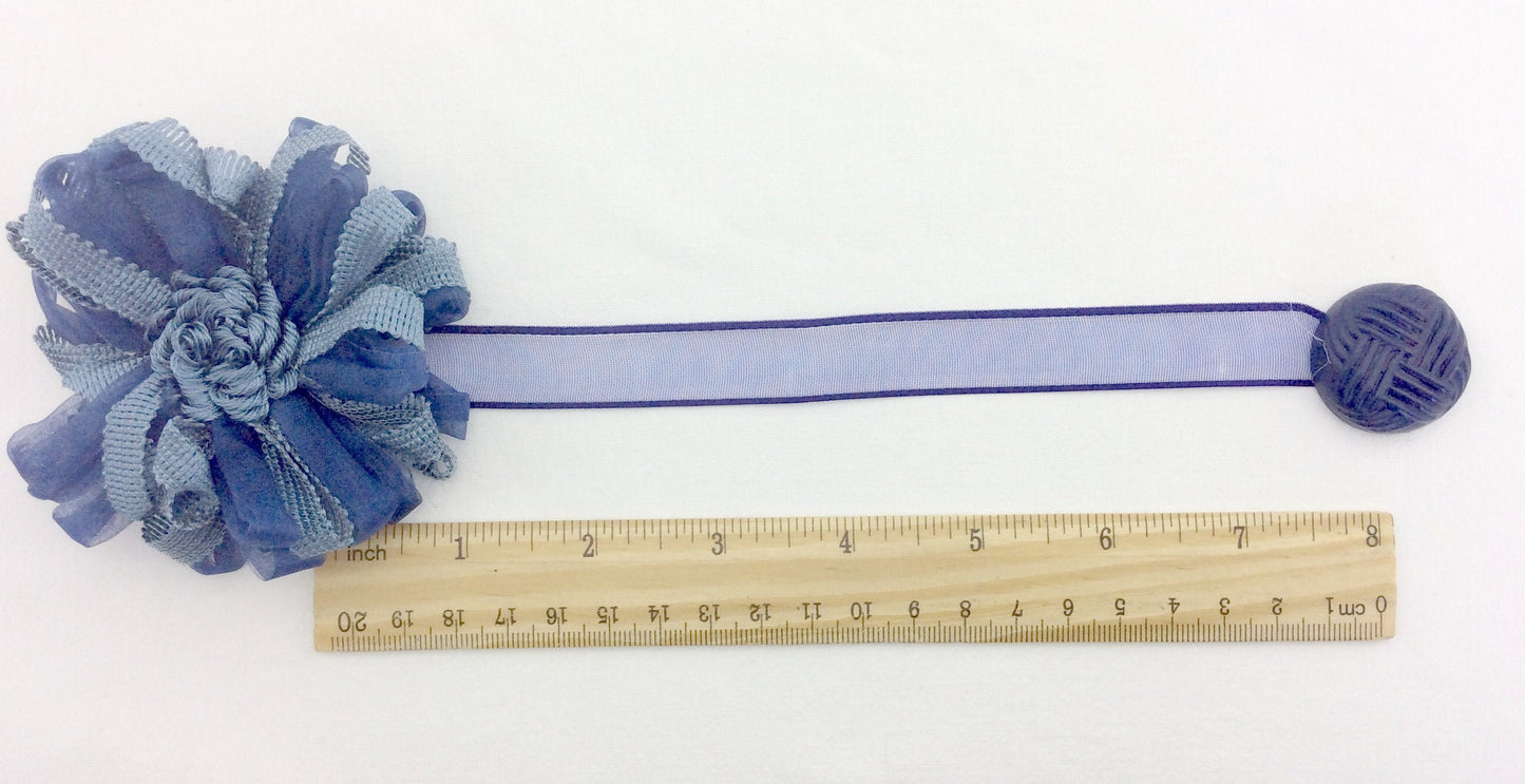1 fermatenda calamita magnetica a fiore blu azzurro.Decorazione per tende tendaggi made in italy arredamento nautico vintage regalo per lei
