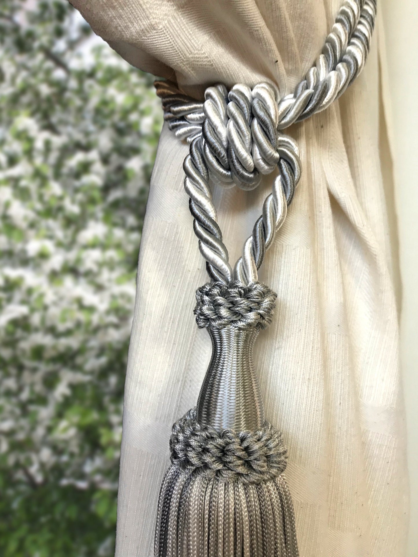 Embrasse per Tende con Nappa 15cm - Grigio e Bianco | Made in Firenze