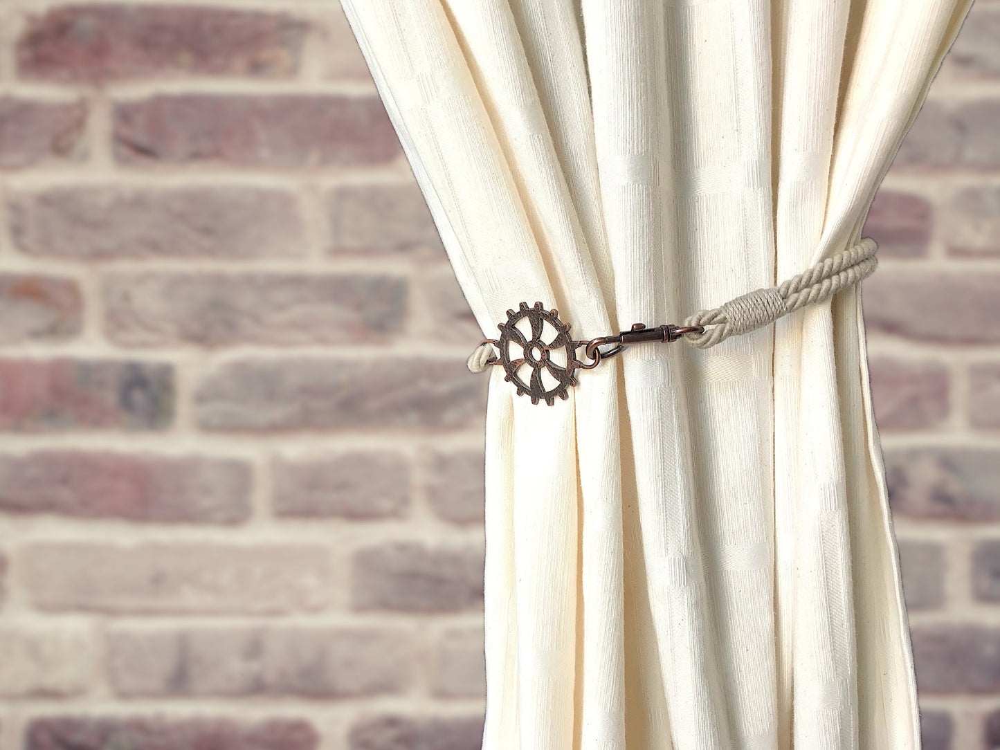 Bracciale per tende per allestimenti in stile industrial, in cotone e lino GRIGIO . Allestimenti per loft ed open space. Made in Italy.