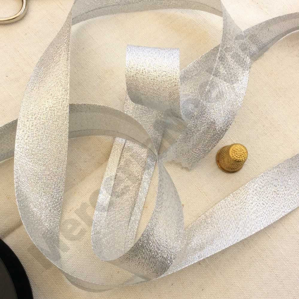 Nastro sbieco lamè oro argento 2,5 cm