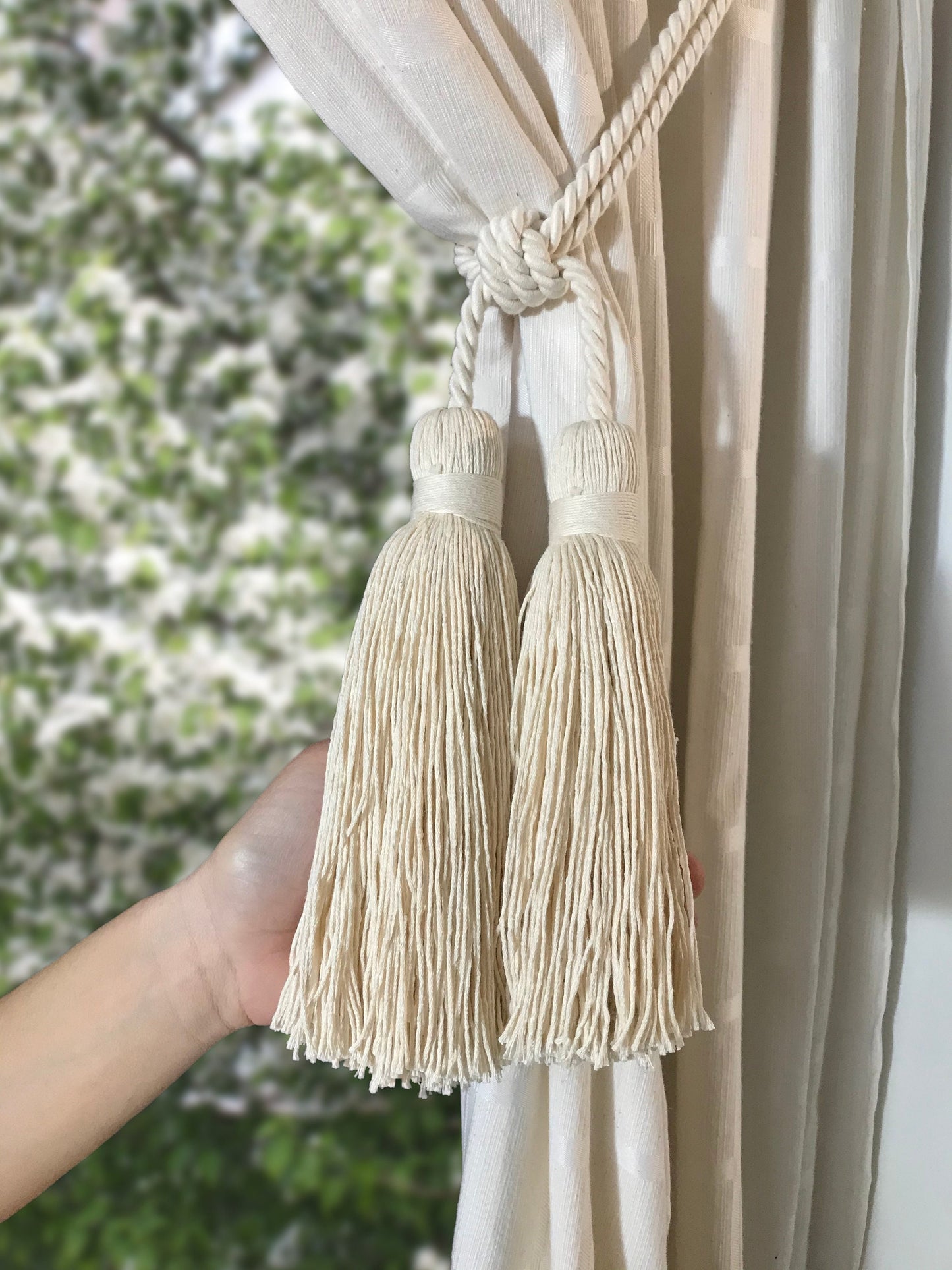 Stupenda grande embrasse doppia in cotone decorazione per tende tendaggi drappeggio drappo made in italy