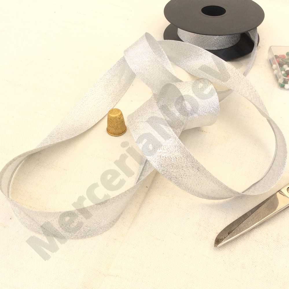 Nastro sbieco lamè oro argento 2,5 cm