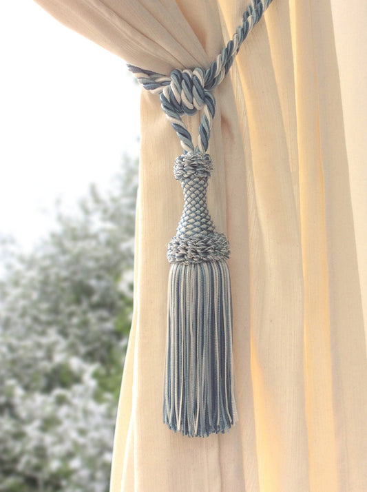 Embrasse per Tende con Nappa Grande 20cm - Azzurro Blu Bianco | Made in Firenze