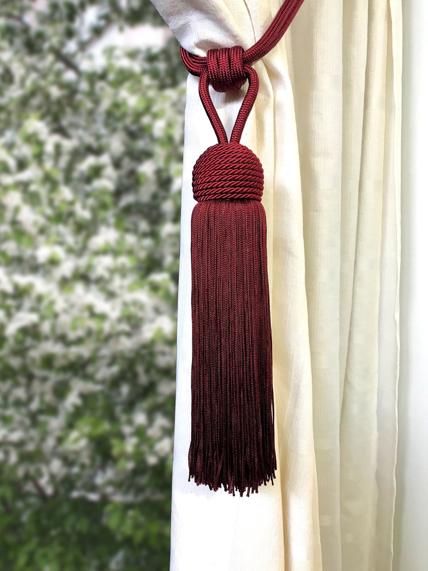 Embrasse per Tende con Nappa Grande 23cm - Rosso Bordò | Made in Firenze