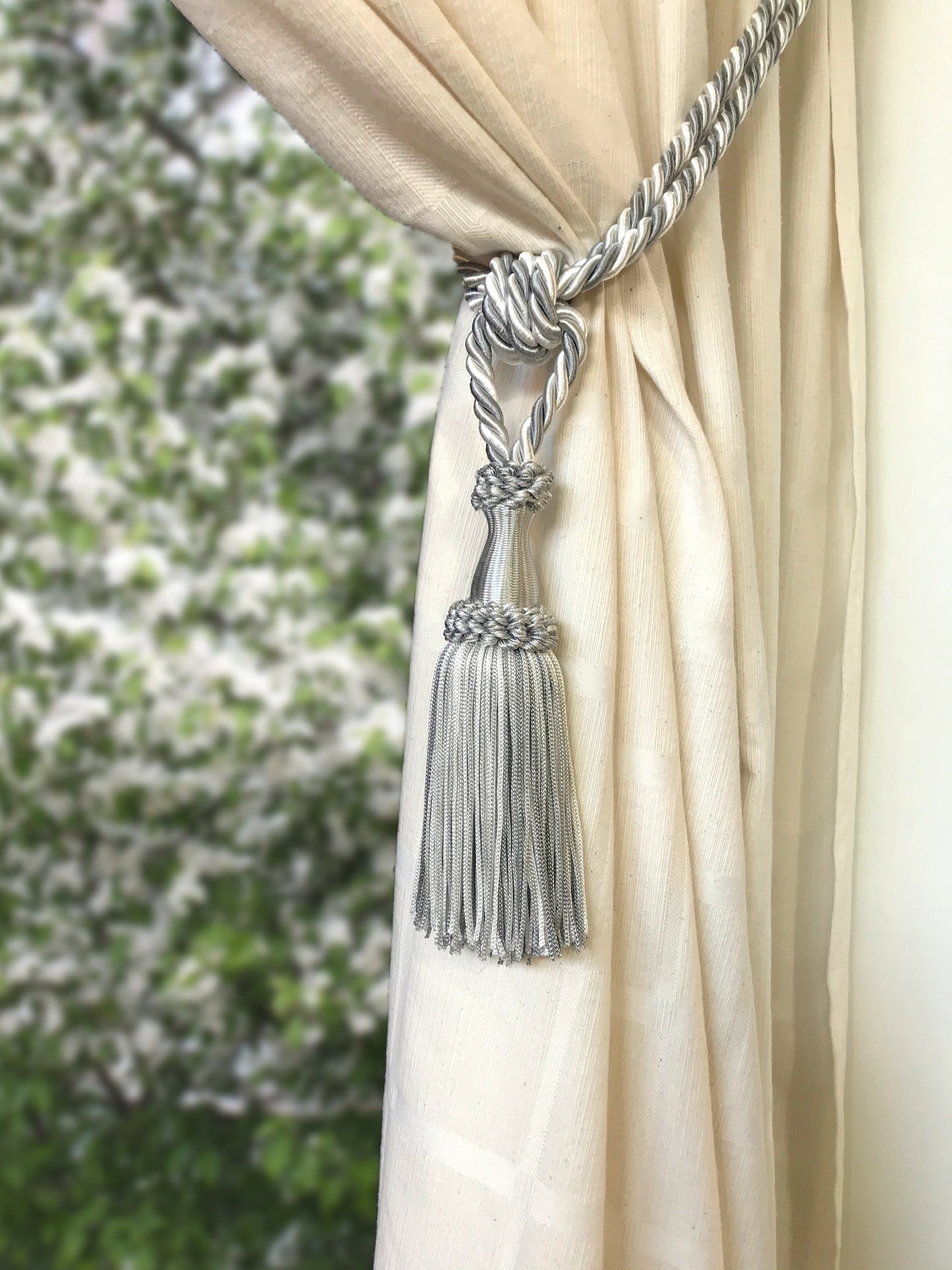 Embrasse per Tende con Nappa 15cm - Grigio e Bianco | Made in Firenze
