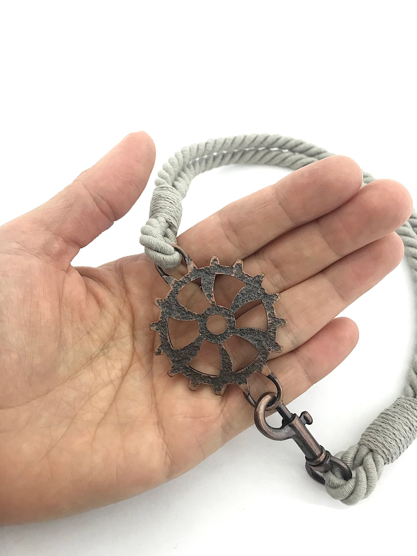 Bracciale per tende per allestimenti in stile industrial, in cotone GRIGIO ecologico. Allestimenti per loft ed open space. Made in Italy.