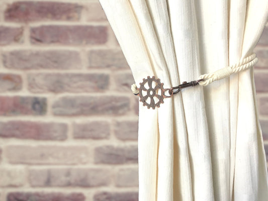 Bracciale per tende per allestimenti in stile industrial, in cotone BIANCO ecologico. Allestimenti per loft ed open space. Made in Italy.