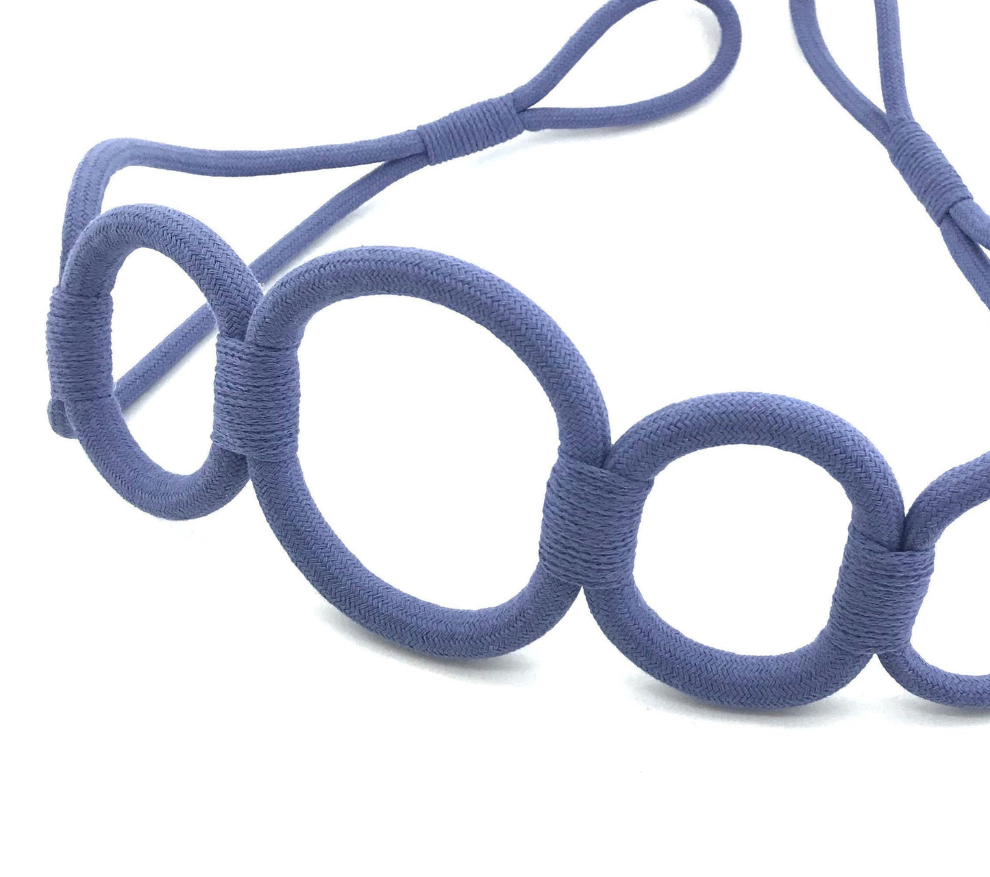 Bracciale blu chiaro a tre anelli, elegante decorazione per tende tendaggi drappeggio drappo made in italy