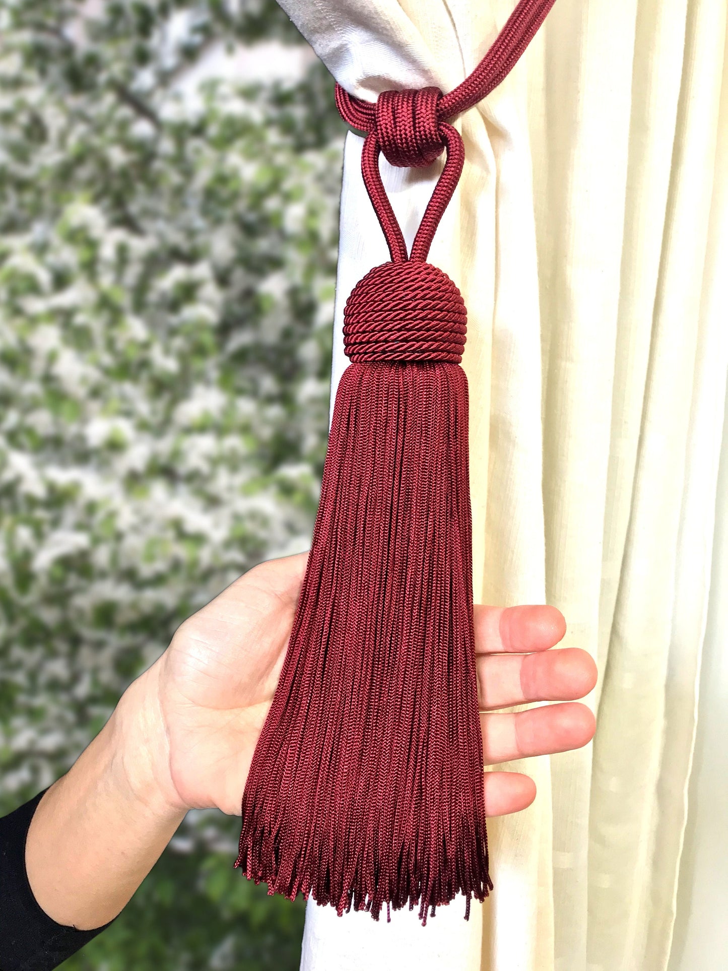 Embrasse per Tende con Nappa Grande 23cm - Rosso Bordò | Made in Firenze