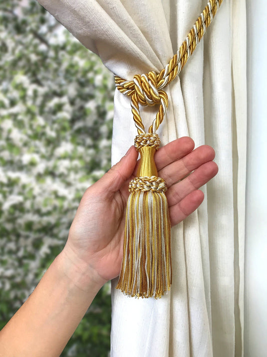 Embrasse per Tende con Nappa 15cm - Oro e Avorio | Made in Firenze